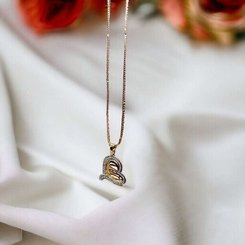 Delicate Heart Shaped Shiny Zircon Necklace - D132 - 1